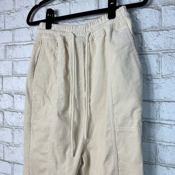 Shona Joy Pants Holly Drop Crotch Corduroy High Waist Straight Leg Cream White 2 - Picture 4 of 9